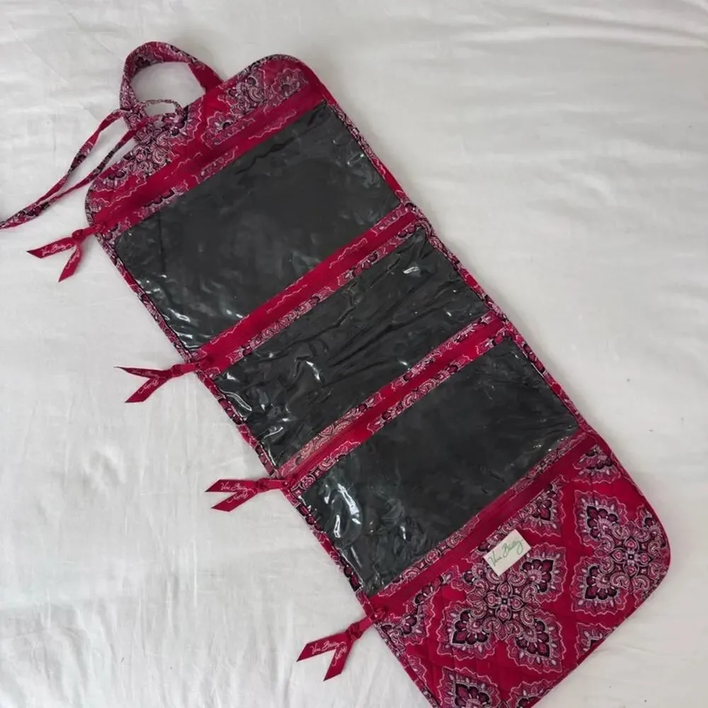 Vera Bradley Frankly Scarlet Travel Organizer Make-up Jewelry Toiletries Bag